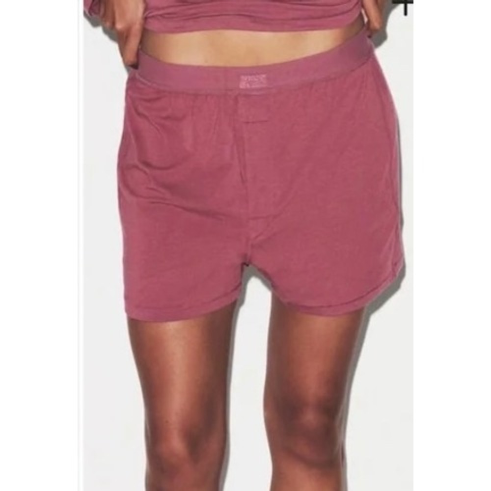 NEW SKIMS Boyfriend Boxer 3X Beet Pink Red Jersey Knit Loungewear Shorts